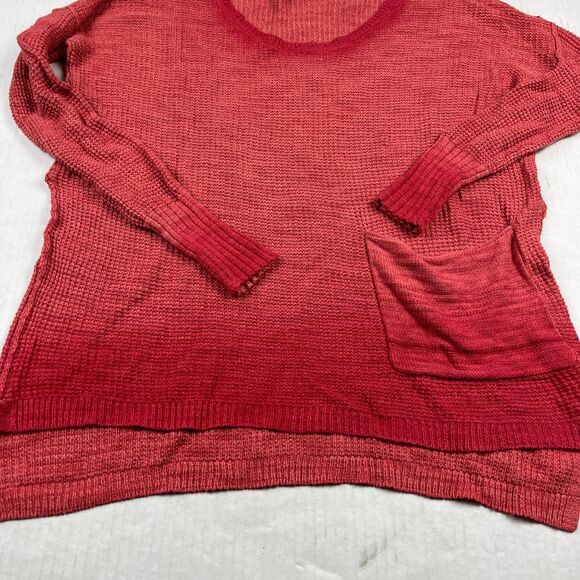 Anthropologie MOTH Sweater XS Red Waffle Knit Slouchy Oversized Pocket Cozy Fall - Picture 2 of 10